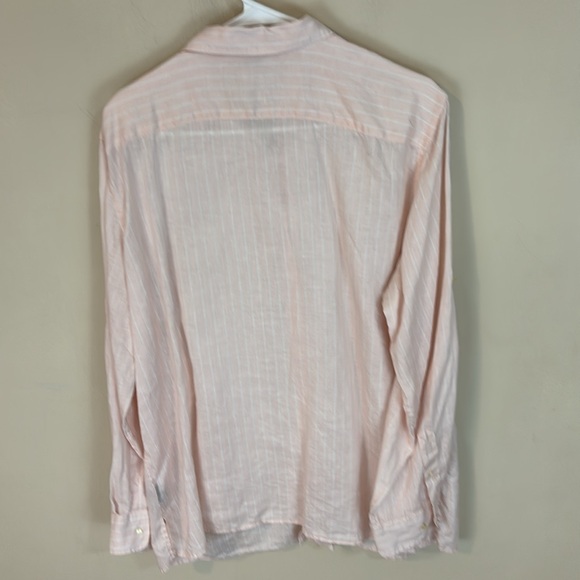 Lauren Ralph Lauren Light Pink Linen Striped Shirt Size 1X - Picture 6 of 14